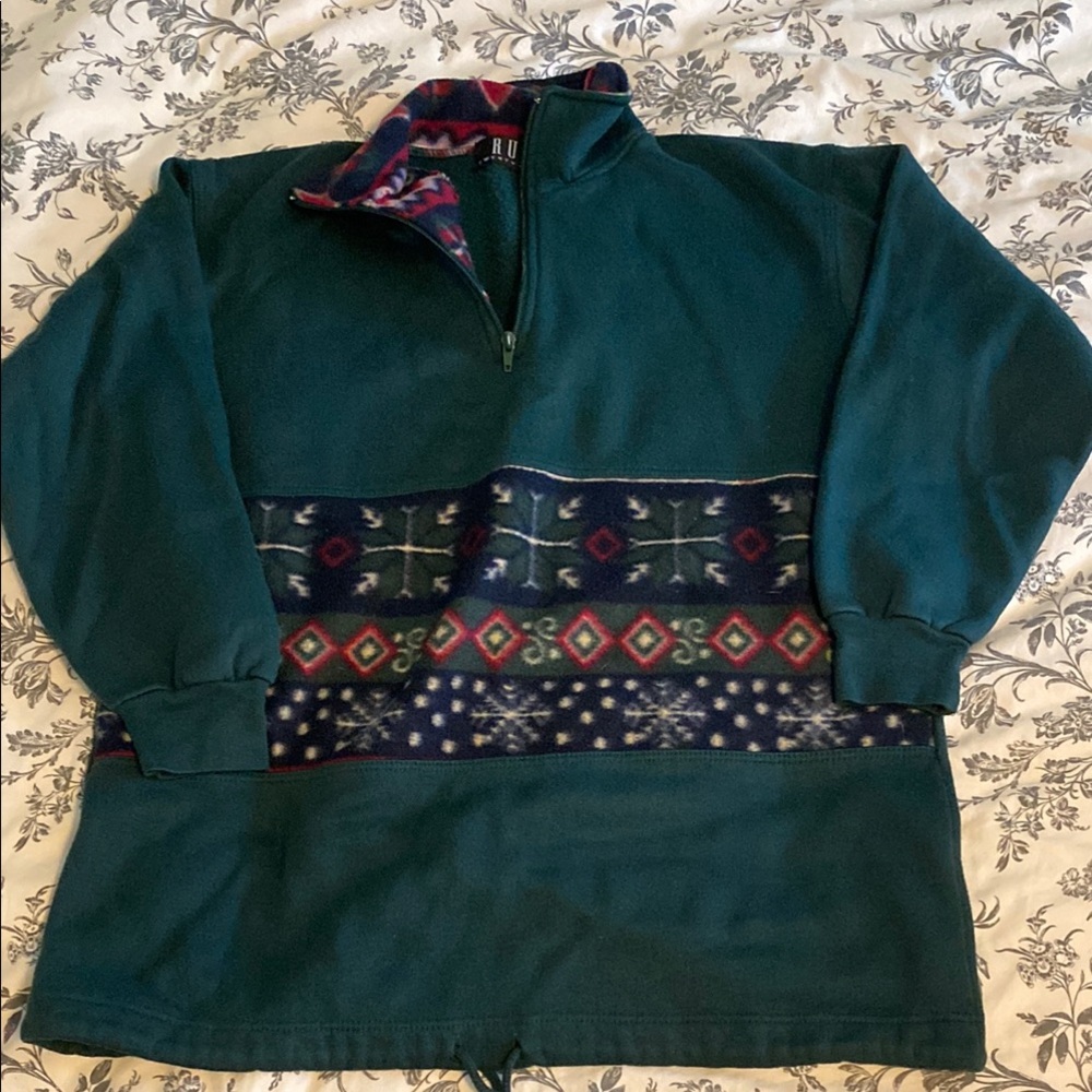 Rue21 Men's Teal and Navy Zip Up Sweater